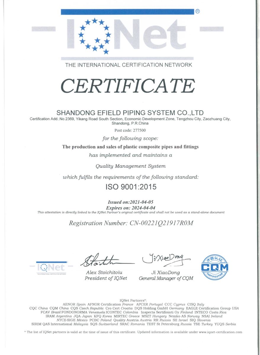 Quality Management System Certificate